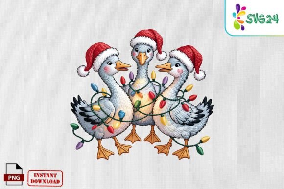 Christmas Geese Embroidery Art PNG Review