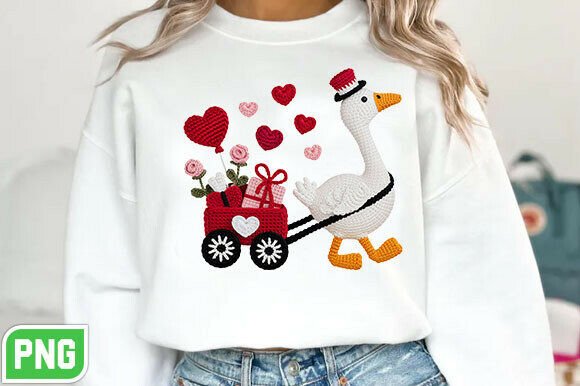 Faux Embroidery Valentine Goose Yarn PNG Review