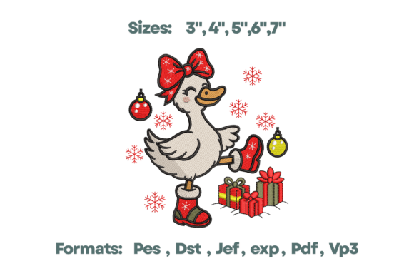 Festive Goose with Boots Bow Embroidery