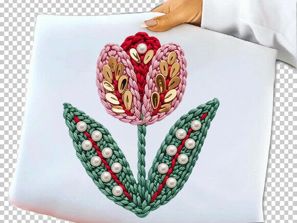 Hand Embroidery Tulip Stitch Design PNG Review