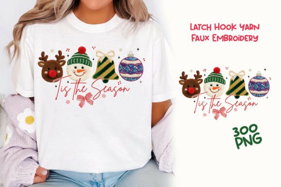 Latch Yarn Faux Embroidery Christmas PNG