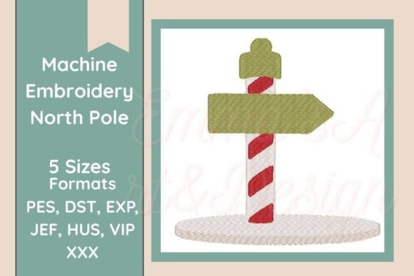 North Pole Sign Embroidery for Festive Handmade Gifts