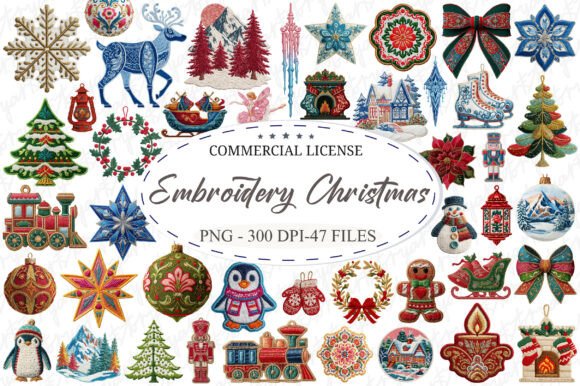 Vintage Embroidery Christmas Clipart Review